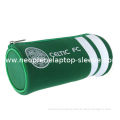 Cylinder Green Designer Neoprene Pencil Case With Zip School Use , Durable Stylish